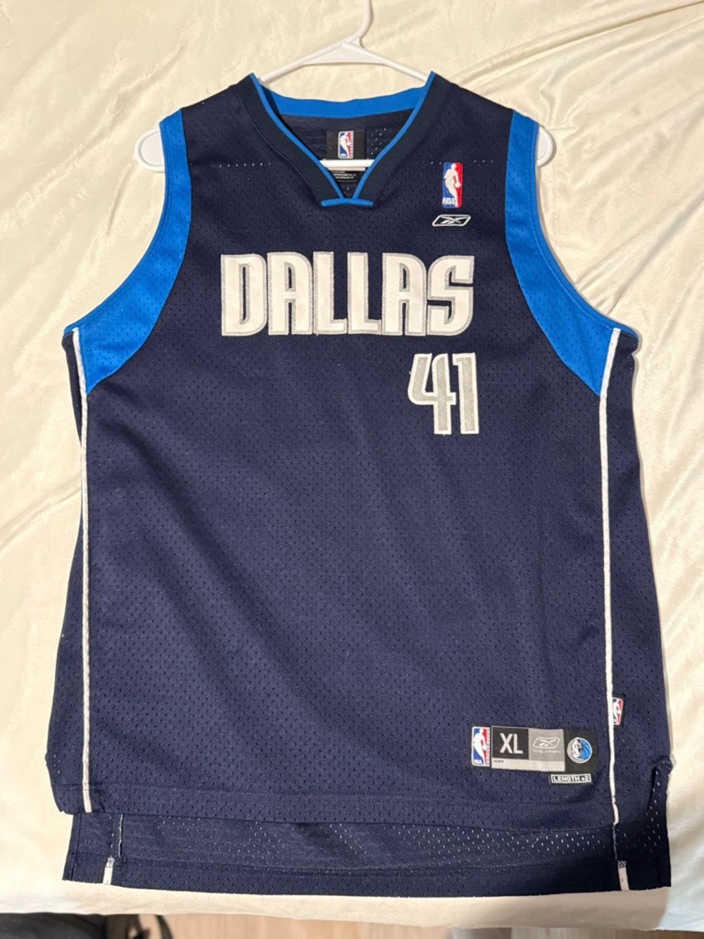 Dirk Nowitzki 06-07 Reebok Dallas Mavericks #41 Navy Blue Basketball Jersey